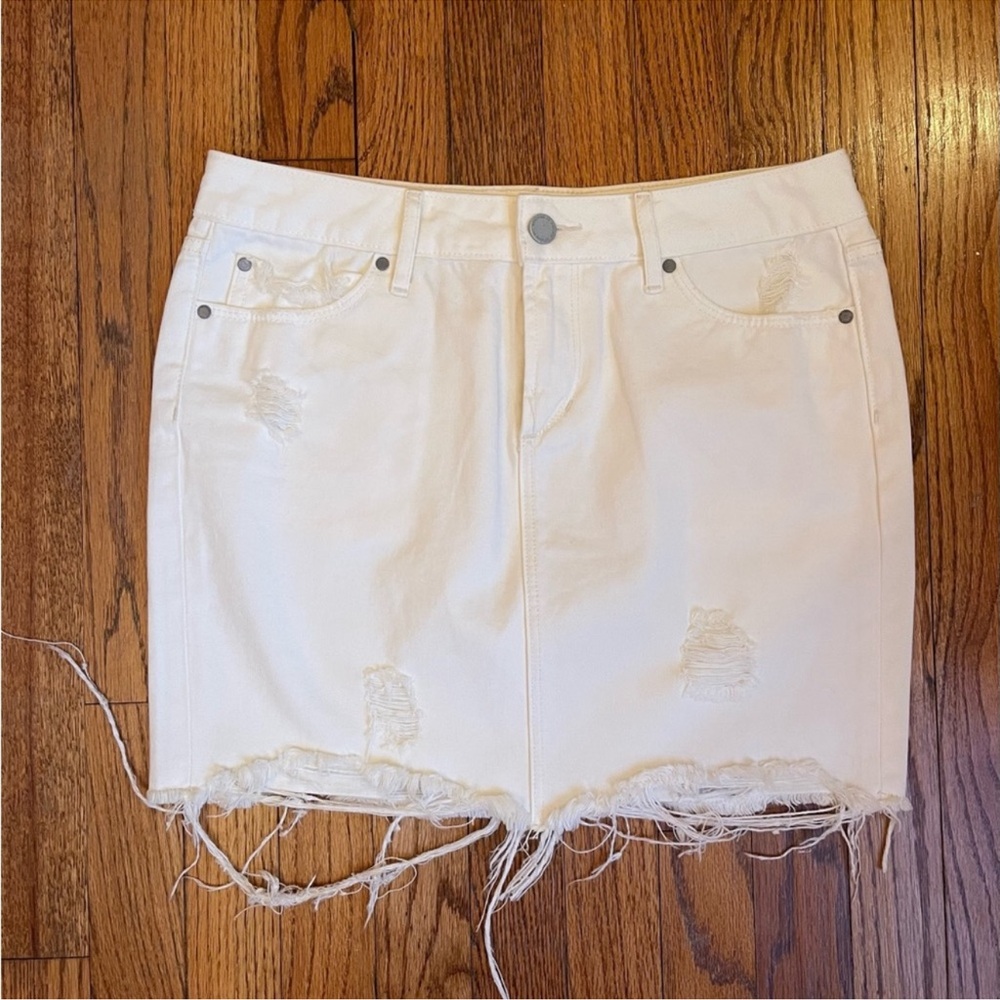 Articles of Society Ivory/Cream Denim Mini Skirt
